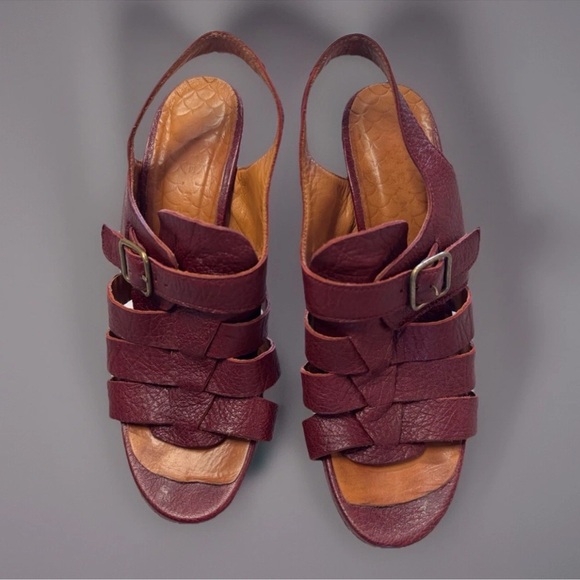 Chie Mihara Platform Sandals Heels Strappy Buckle Sz 8 EU 38 Red Leather Spain - Picture 3 of 10